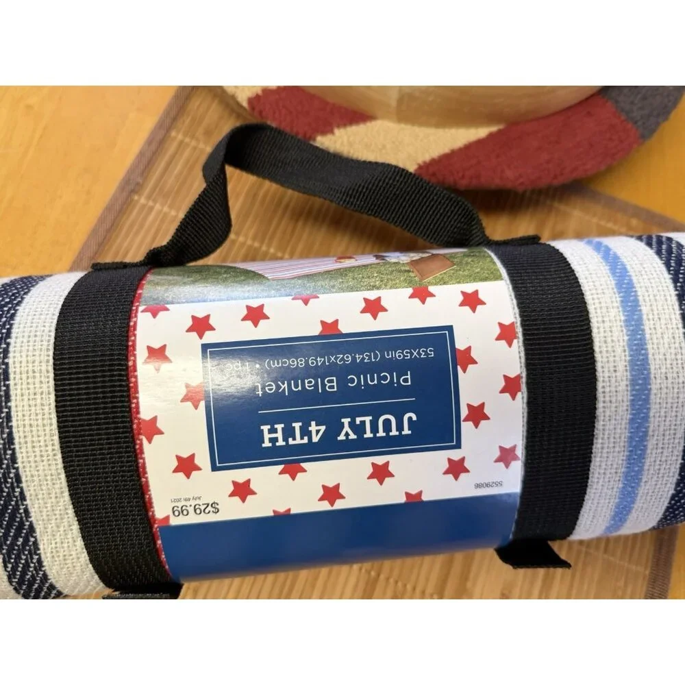 Picnic Blanket Compact Travel July 4th New In Original Packing USA